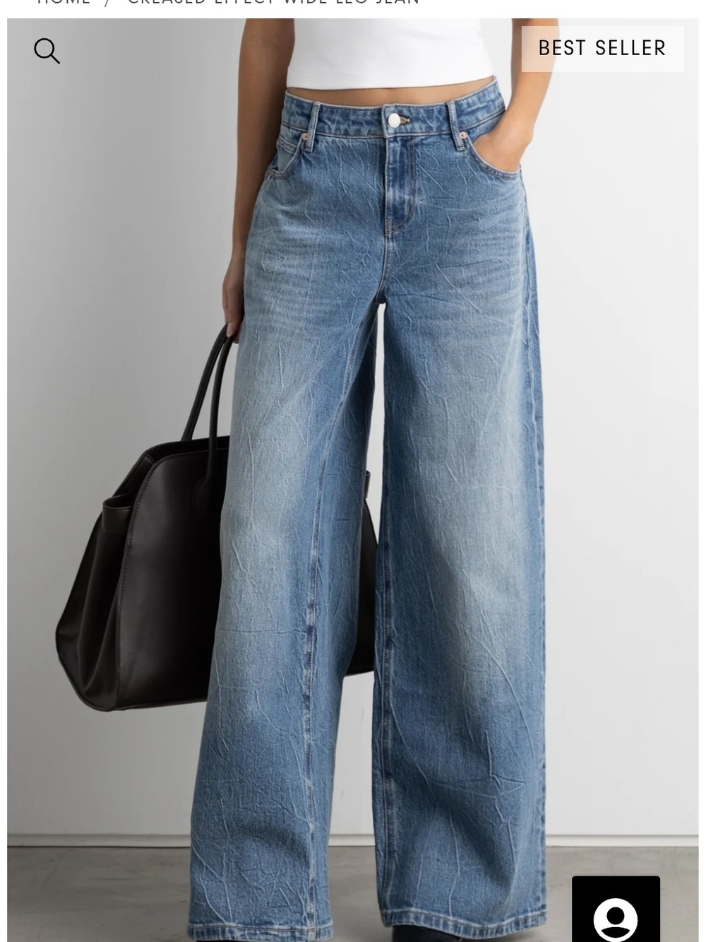 OAK + FORT Light Blue Wide-Leg Creased Jeans